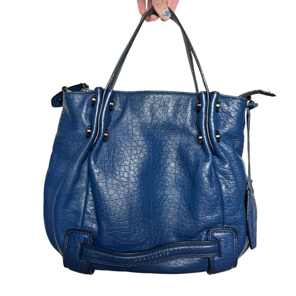 Sanctuary Bright Blue Pebbled Leather Slouchy Hobo Bag with Crossbody Strap